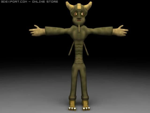 пришелец 09 3D Модель .c4d .max .obj .3ds .fbx .stl .blend 