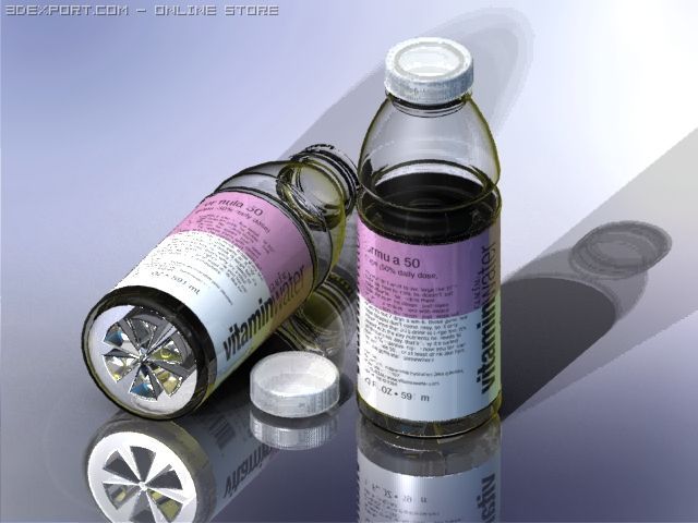 vitamin water bottle 3D Model .c4d .max .obj .3ds .fbx .stl .blend 