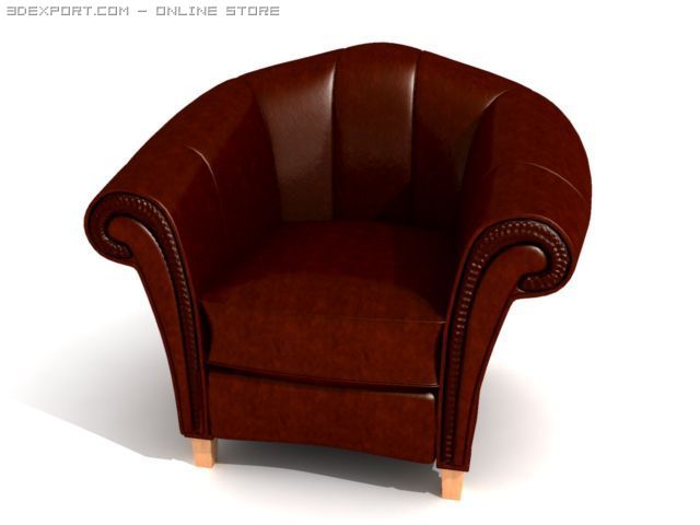 leather armchair 3D Model .c4d .max .obj .3ds .fbx .stl .blend 