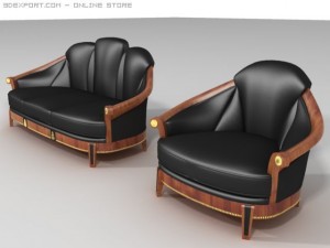 empire style sofa and armchair Modelo 3D