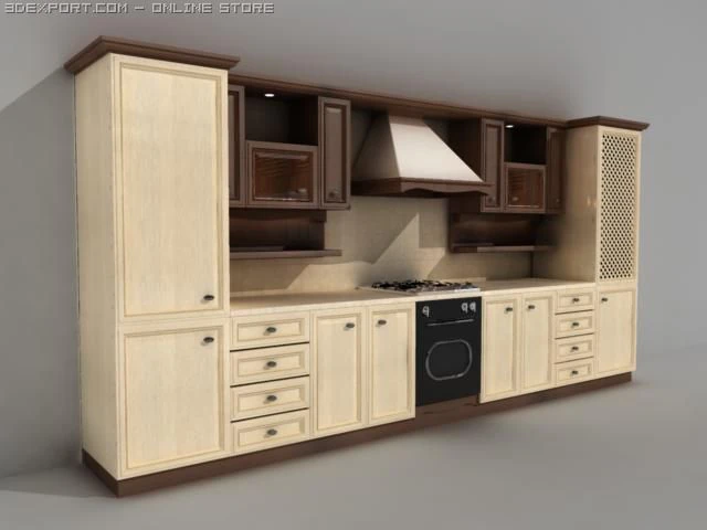 kitchen 01 3D Model .c4d .max .obj .3ds .fbx .stl .blend 