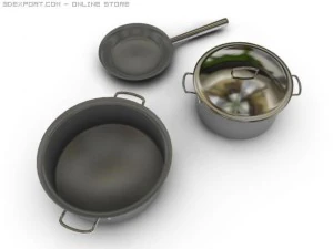 saucepans n fryingpan 3D Model