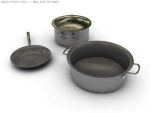 saucepans n fryingpan Modello 3D
