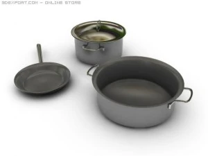 saucepans n fryingpan 3D Model