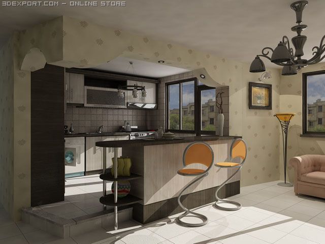 my kitchen 3D Model .c4d .max .obj .3ds .fbx .stl .blend 