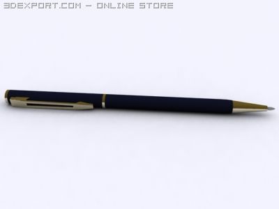 blue pen with gold 3Dモデル .c4d .max .obj .3ds .fbx .stl .blend