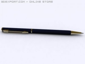 blue pen with gold Model 3D