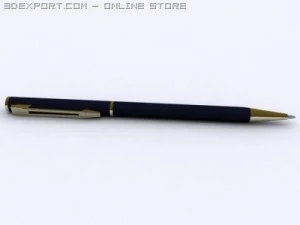 파란색 펜과 금색 3D 모델