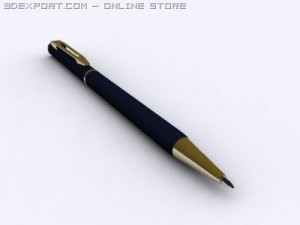 blue pen with gold 3Dモデル