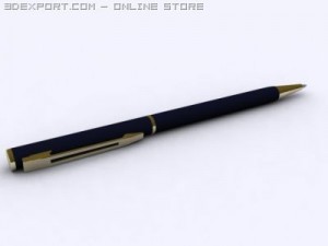 blue pen with gold 3Dモデル