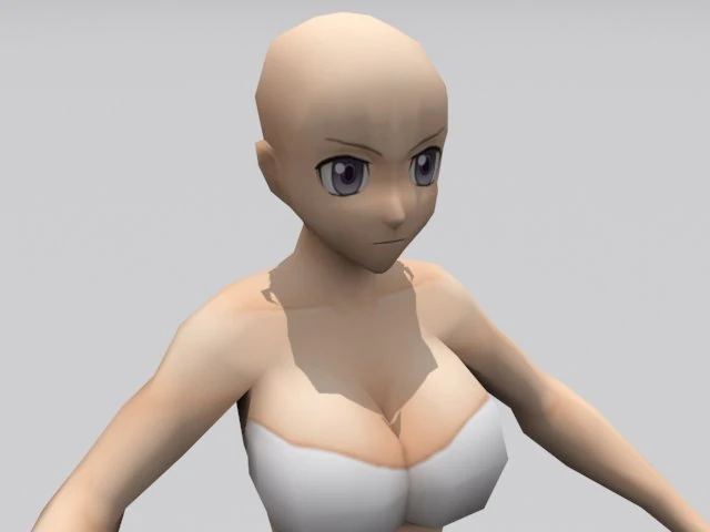 female anime 3D Model .c4d .max .obj .3ds .fbx .stl .blend 