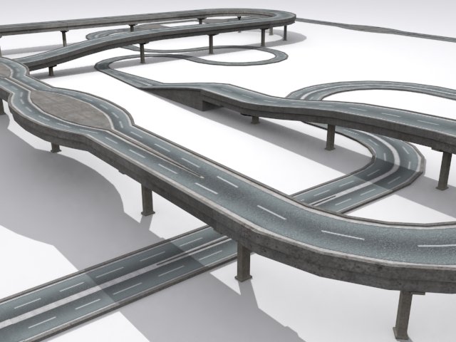road and highway set 3D 模型 .c4d .max .obj .3ds .fbx .stl .blend