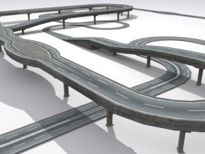 road and highway set 3D-Modell