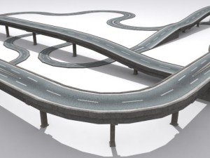 road and highway set 3D 模型