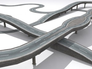 road and highway set 3D 模型
