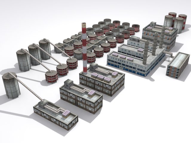 refinery set Modello 3D .c4d .max .obj .3ds .fbx .stl .blend 