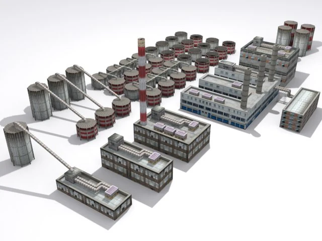 refinery set 3D Model .c4d .max .obj .3ds .fbx .stl .blend 
