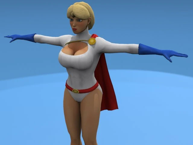 power girl 3D Model .c4d .max .obj .3ds .fbx .stl .blend