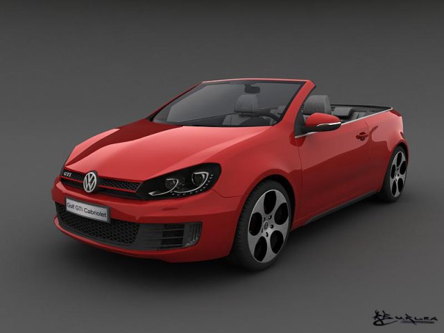 volkswagen golf gti cabriolet 2013 Modello 3D .c4d .max .obj .3ds .fbx .stl .blend 