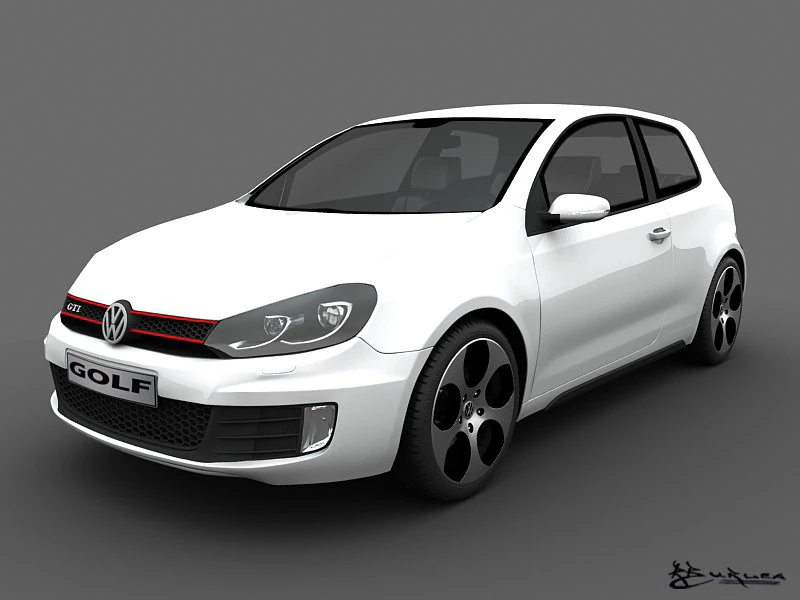 volkswagen golf gti 3doors 2010 3D Model .c4d .max .obj .3ds .fbx .stl .blend