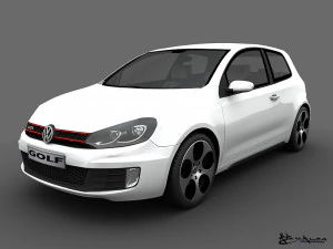 volkswagen golf gti 3 portas 2010 Modelo 3D
