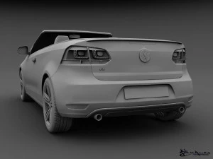 volkswagen golf r cabriolet 2014 3D Model