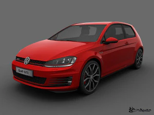 volkswagen golf gti 3 двері 2014 3D Модель