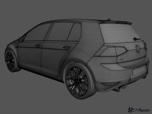 volkswagen golf gti 5 doors 2014 Modelo 3D