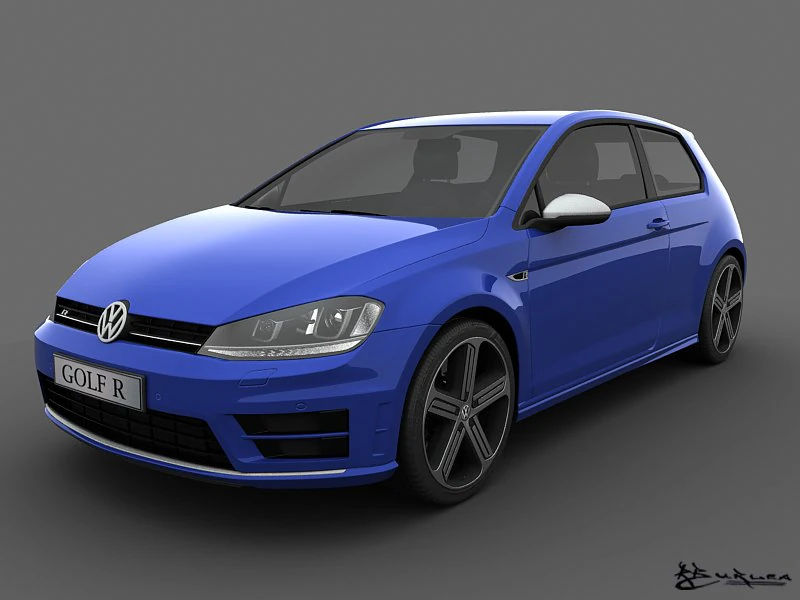 volkswagen golf r 3 doors 2014 3D Model .c4d .max .obj .3ds .fbx .stl .blend