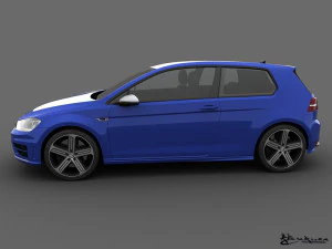 volkswagen golf r 3 doors 2014 3D Model