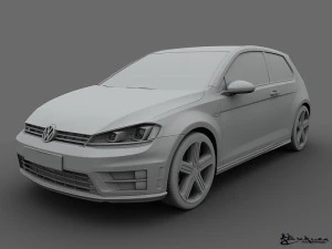 volkswagen golf r 3 doors 2014 3D Model