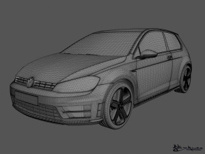 volkswagen golf r 3 doors 2014 Modello 3D