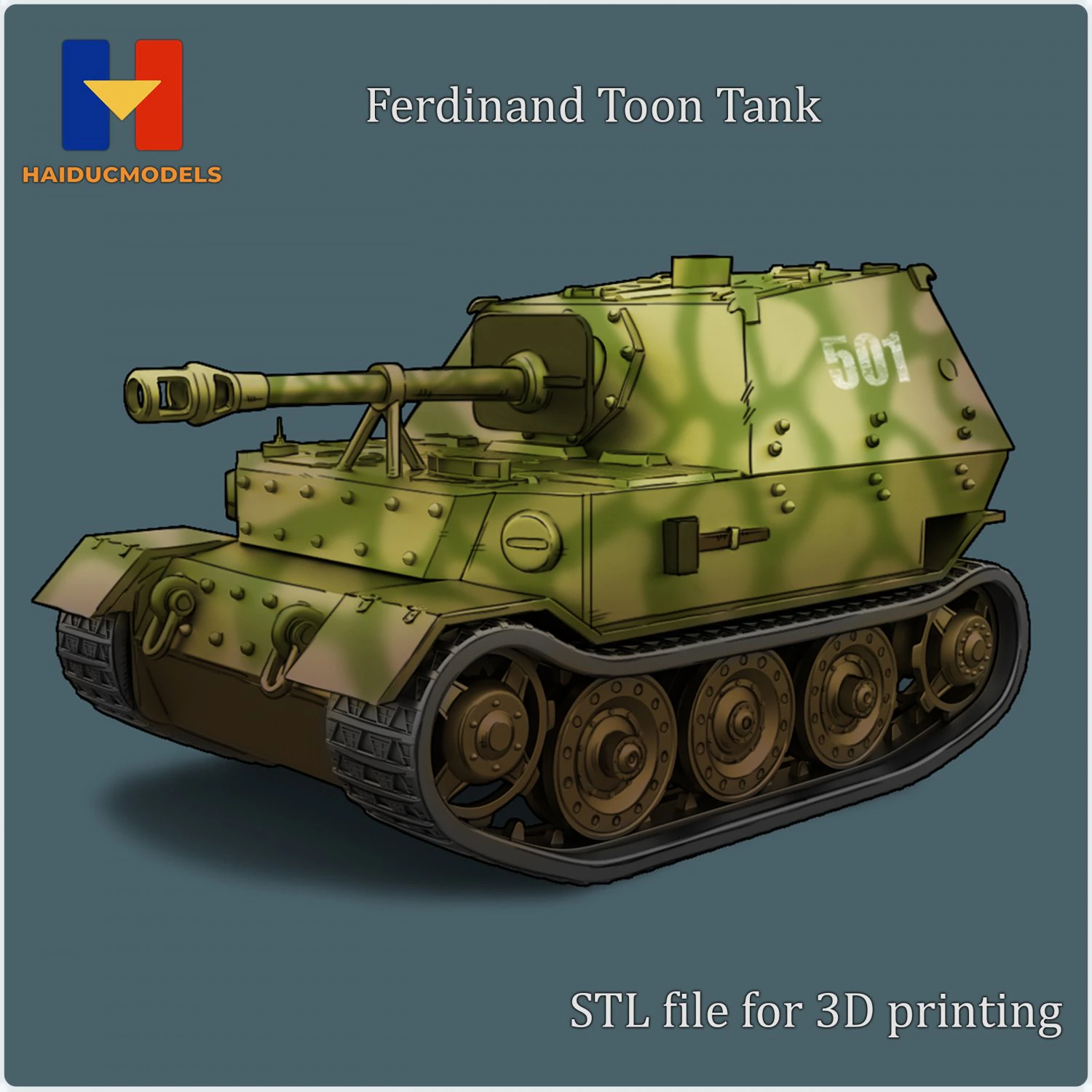 Ferdinand Toon Tank 3D print model 3D Print Model .c4d .max .obj .3ds .fbx .stl .blend