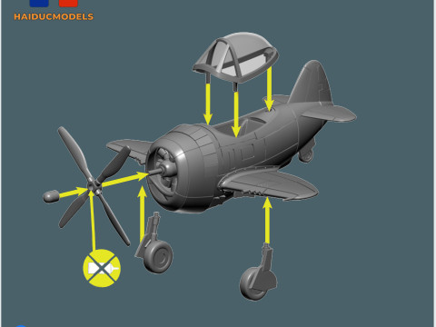 P-47 Thunderbolt Egg Plane 3D print model STL Modèles 3D en vedette