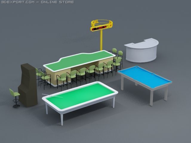casino equipments 3D Model .c4d .max .obj .3ds .fbx .stl .blend 