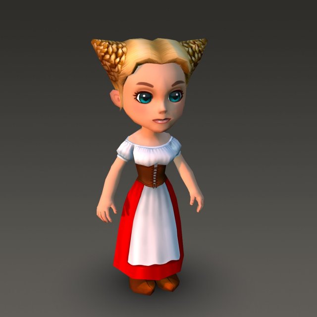 cartoonish civilian female 3D Model .c4d .max .obj .3ds .fbx .stl .blend