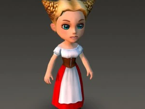 cartoonish civilian female 3D Model