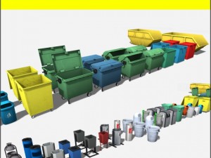 trash cans Model 3D