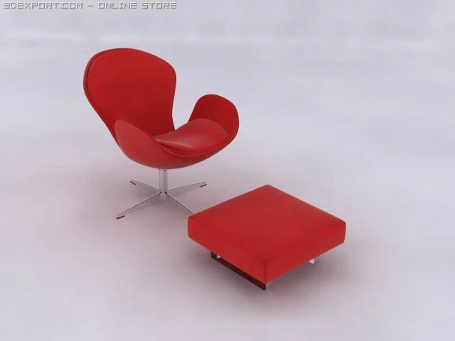 armchair ottoman 3D Model .c4d .max .obj .3ds .fbx .stl .blend 