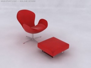 armchair ottoman 3D Model