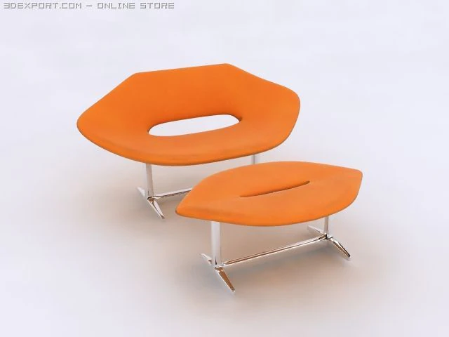 orande armchair and ottoman 3D Model .c4d .max .obj .3ds .fbx .stl .blend 