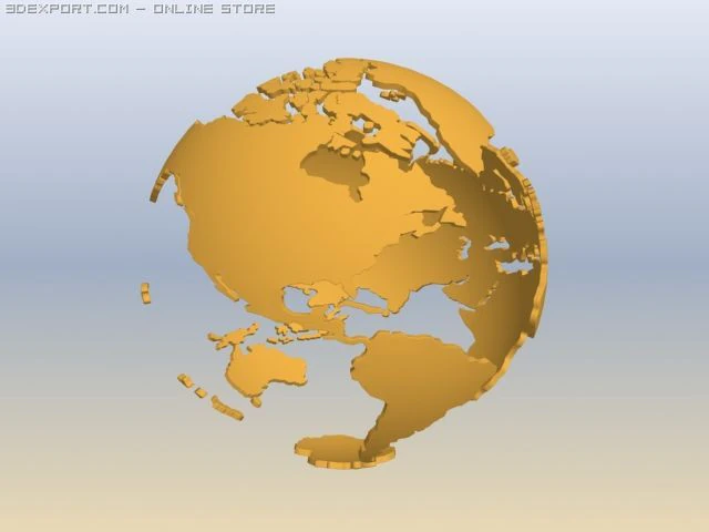 earth continents bevel 3D Model .c4d .max .obj .3ds .fbx .stl .blend 