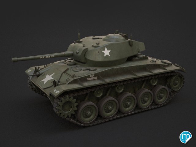 m24 chaffee tank 3D-Modell .c4d .max .obj .3ds .fbx .stl .blend 