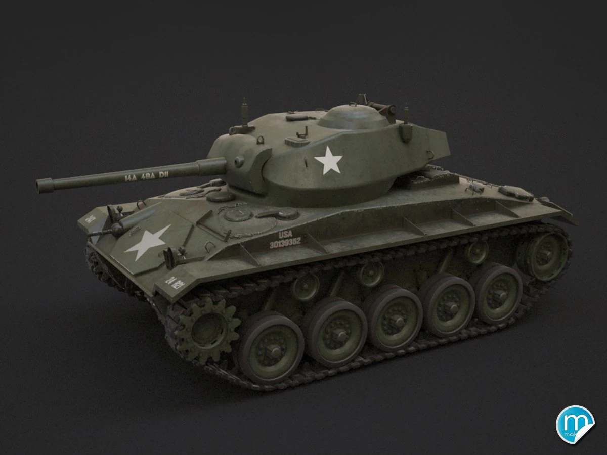 m24 chaffee tank 3D Model .c4d .max .obj .3ds .fbx .stl .blend 