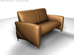 beige sofa leather Modelo 3D