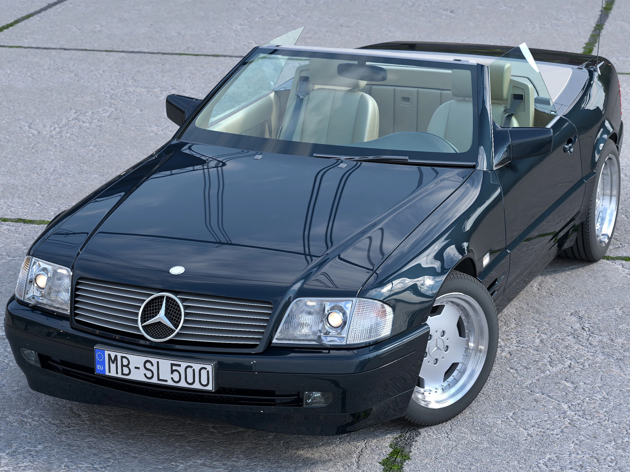 Mercedes Benz SL R129 1995 3D Model .c4d .max .obj .3ds .fbx .stl .blend 