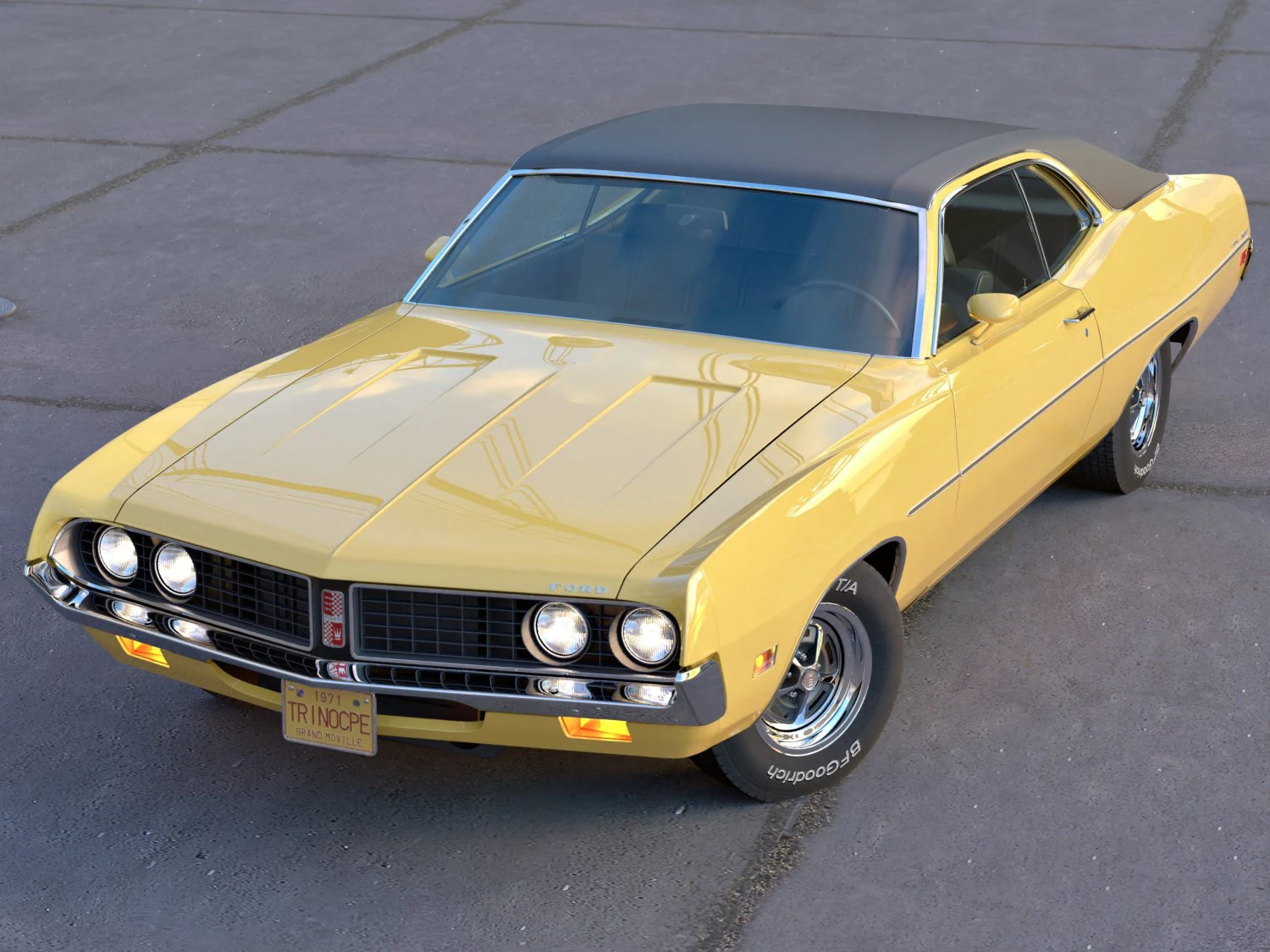 Torino coupe 1971 3D Model .c4d .max .obj .3ds .fbx .stl .blend
