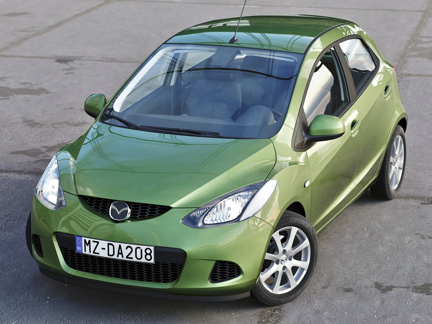 Mazda 2 5-door 2008 3D Model .c4d .max .obj .3ds .fbx .stl .blend