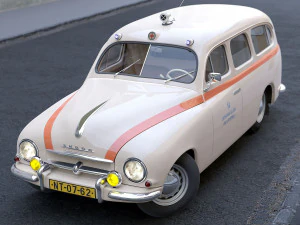 ambul&acirc;ncia skoda 1200 stw 1953 Modelo 3D