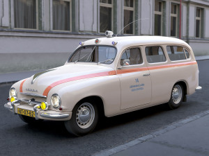 skoda 1200 stw ambulance 1953 3D 模型